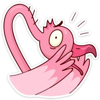 😱 火烈鸟, 粉色, 鸟, 卡通, 贴纸, 搞笑 telegram sticker