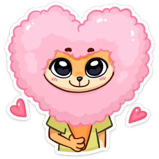 ❤️ Мультфильм, Животное, Сердце, Милый, Любовь, Наклейка telegram sticker