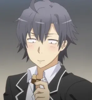 🫓 Hachiman Hikigaya My Teen Romantic Comedy SNAFU อนิเมะ, ตัวละคร, ญี่ปุ่น, การ์ตูน, Oregairu, ฮิกิกายะ ฮาจิมัง, ตลก whatsapp sticker