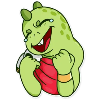 😂 Cartone animato, Emoji, Divertente, Ridere, Verde, Personaggio telegram sticker