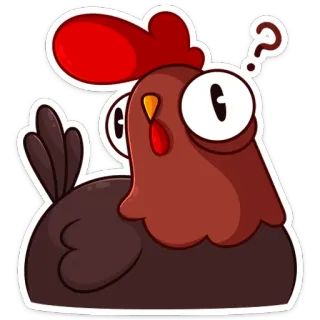 ❓ chicken, cartoon, question mark, bird, animal, sticker telegram sticker