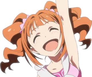 😃 anime, ragazza, capelli arancioni, felice, sorriso telegram sticker