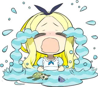 😭 Alice Alice in Wonderland 哭, 悲伤, 动漫, 漫画, 眼泪, 卡通 whatsapp sticker