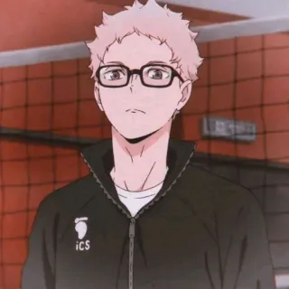 🍤 Kei Tsukishima Haikyuu!! Anime, Haikyuu, Kei Tsukishima, Bola voli, Karakter, Olahraga, Kartun telegram sticker