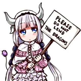 🐉 Kanna PLEASE DO NOT LEWD THE DRAGONS Anime, Dragón, Kanna, Lindo, Señal, Meme telegram sticker