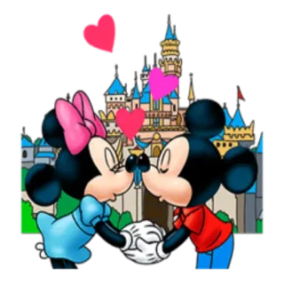 💋 Mickey Mouse Mickey Mouse, Minnie Mouse, Disney, amor, corações, beijo, desenho animado telegram sticker