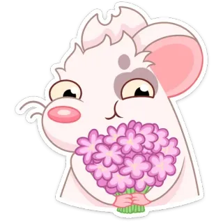 💐 мышь, цветы, милый, мультфильм, животное, букет telegram sticker
