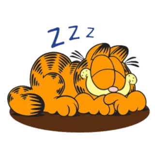 😴 Garfield ZZZ cat, sleepy, lazy, cartoon, orange, sleeping whatsapp sticker