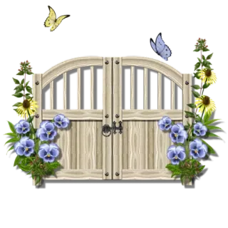 🌹 ворота, цветы, бабочки, природа, весна, цветочный, сад telegram sticker