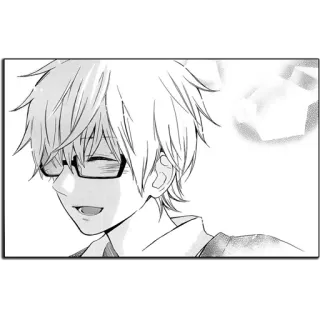 😄 Anime, Manga, Garçon, Lunettes, Joyeux, Illustration, Portrait telegram sticker
