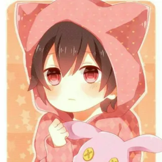 🙃 Anime, Chibi, Carino, Personaggio, Felpa con cappuccio, Coniglio telegram sticker