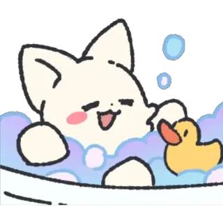 🧖‍♂ kucing, mandi, gelembung, bebek karet, imut, kartun telegram sticker