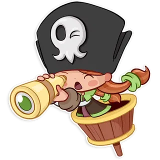 😮 pirat, comic, aufkleber, meer, abenteuer, teleskop, piratenmädchen whatsapp sticker
