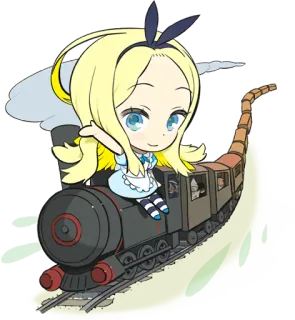 👋 Alice Alice in Wonderland 爱丽丝梦游仙境, 卡通, 奇幻, 火车, 冒险, 插画, Q版 whatsapp sticker