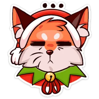 😑 renard, elfe, noël, dessin animé, autocollant, animal, fête, festif telegram sticker