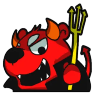😈 Teufel, Cartoon, Rot, Hörner, Mistgabel, Dämon, Böse telegram sticker