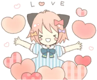 😍 LOVE amor, coração, fofo, anime, desenho animado, kawaii telegram sticker