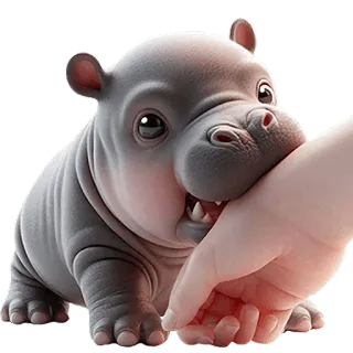 👹 kuda nil, binatang, imut, bayi kuda nil, menggigit, tangan, satwa liar telegram sticker
