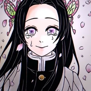 🌸 Kanao Tsuyuri Demon Slayer anime, manga, Kanao Tsuyuri, Demon Slayer, menangis, gadis anime whatsapp sticker