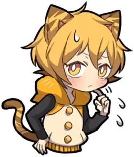 😢 anime, cat, cute, kawaii, cartoon, worried whatsapp sticker