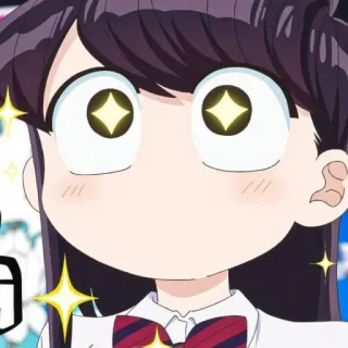 🤩 Komi Shouko Komi Can't Communicate 애니메이션, 코미 양은 커뮤증입니다, 코미 쇼코, 귀여운, 반짝이는 눈, 애니메이션 여자 telegram sticker