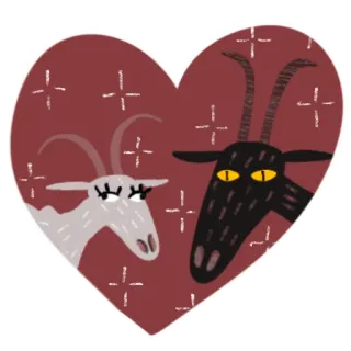 ❤️ kambing, cinta, hati, binatang, pasangan, tanduk, lucu, kartun telegram sticker