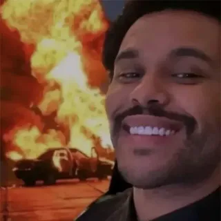 🔥 The Weeknd singer, music, fire, car crash, album cover telegram sticker