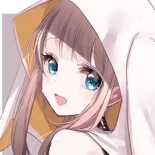 😁 Dziewczyna anime, Bluza z kapturem, Słodkie, Manga, Kreskówka, Uśmiechnięta telegram sticker