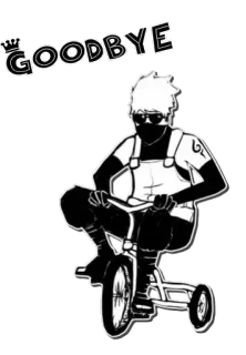 👋 Goodbye Abschied, Lebewohl, Dreirad, Cartoon, Illustration whatsapp sticker