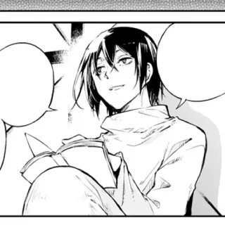 ☺️ Anime, Manga, Person, Lesen, Buch, Schwarzweiß telegram sticker