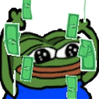 🤑 Pepe the Frog Pepe, rana, soldi, emote, meme whatsapp sticker