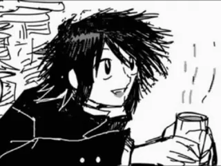 💬 Anime, Manga, Nhân vật, Đen trắng, Đồ uống telegram sticker