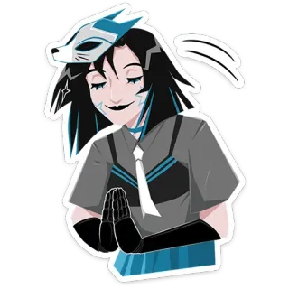 😌 anime, manga, character, mask, girl, illustration, sticker telegram sticker