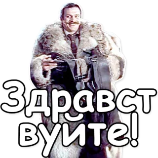 📟 Здравствуйте! привет, русский, мужчина, шуба whatsapp sticker