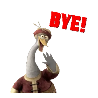 👋 Master Shifu Kung Fu Panda BYE! cartone animato, addio, oca, Shifu, ciao telegram sticker
