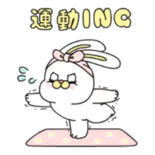 🏋️‍♂️ 運動ING bunny, yoga, exercise, cartoon, cute, fitness, sweat whatsapp sticker