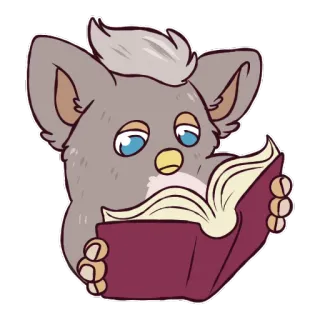 📚 Furby Furby, reading, book, cartoon, cute telegram sticker