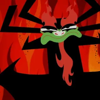 😡 Aku Samurai Jack aku, Samurai Jack, cartone animato, cattivo, malvagio, fuoco whatsapp sticker
