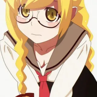 🎭 dziewczyna anime, okulary, mundurek szkolny, blond włosy telegram sticker
