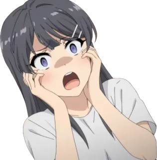 😱 Mai Sakurajima Rascal Does Not Dream of Bunny Girl Senpai anime, shocked, surprised, girl, anime girl, worried, mai sakurajima telegram sticker