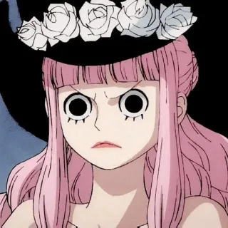 🌸 Perona One Piece Anime, One Piece, Perona, Personaje, pelo rosa, enojado whatsapp sticker