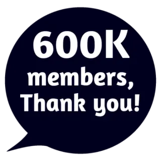 ❤ 600K members, Thank you! 600k, Mitglieder, Danke, Feier, Meilenstein whatsapp sticker