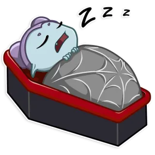 😴 ZZZ dormire, vampiro, bara, ragnatela, cartone animato, carino whatsapp sticker