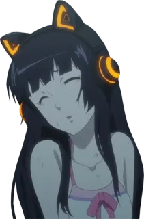 😓 Anime, Mädchen, Charakter, Kopfhörer, Katzenohren telegram sticker