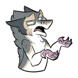 ⁉️ furry, anthropomorphic, shark, cartoon, sticker, confused, expression, character telegram sticker