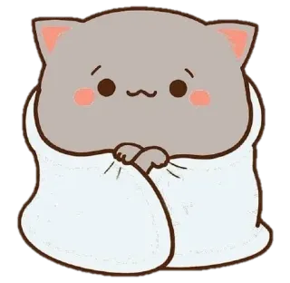 🥶 кот, милый, каваий, наклейка, одеяло telegram sticker