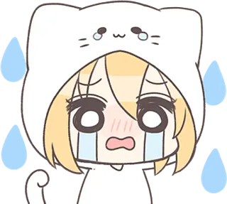 😭 кот, аниме, каваий, милый, плачущий, грустный whatsapp sticker