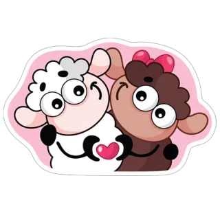 😊 sheep, animal, cute, cartoon, love, heart whatsapp sticker
