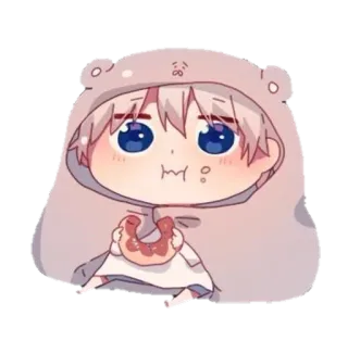 🌟 Anime, Chibi, Słodki, Pączek, Bluza z kapturem, Kawaii whatsapp sticker