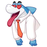 😍 ฉลาม, การ์ตูน, ความรัก, ตาเป็นรูปหัวใจ, ธุรกิจ telegram sticker